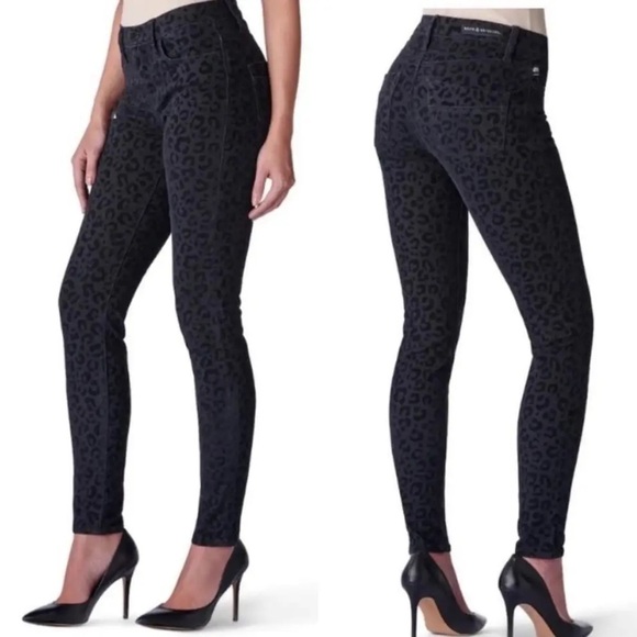 🆕 Rock & Republic Kashmiere Black Leopard Flocked Mid-Rise Legging-IRREGULAR - Picture 1 of 13